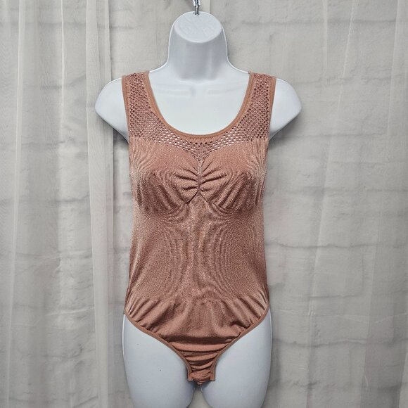 Just One Pink Bodysuit Babydoll Mesh Sleeveless Ribbed Stretch Bodycon 1X - Picture 9 of 9